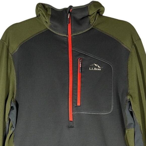 LL Bean Men's Sz M Lightweight Performance Polartec Fleece Half Zip Hoodie - Picture 7 of 9